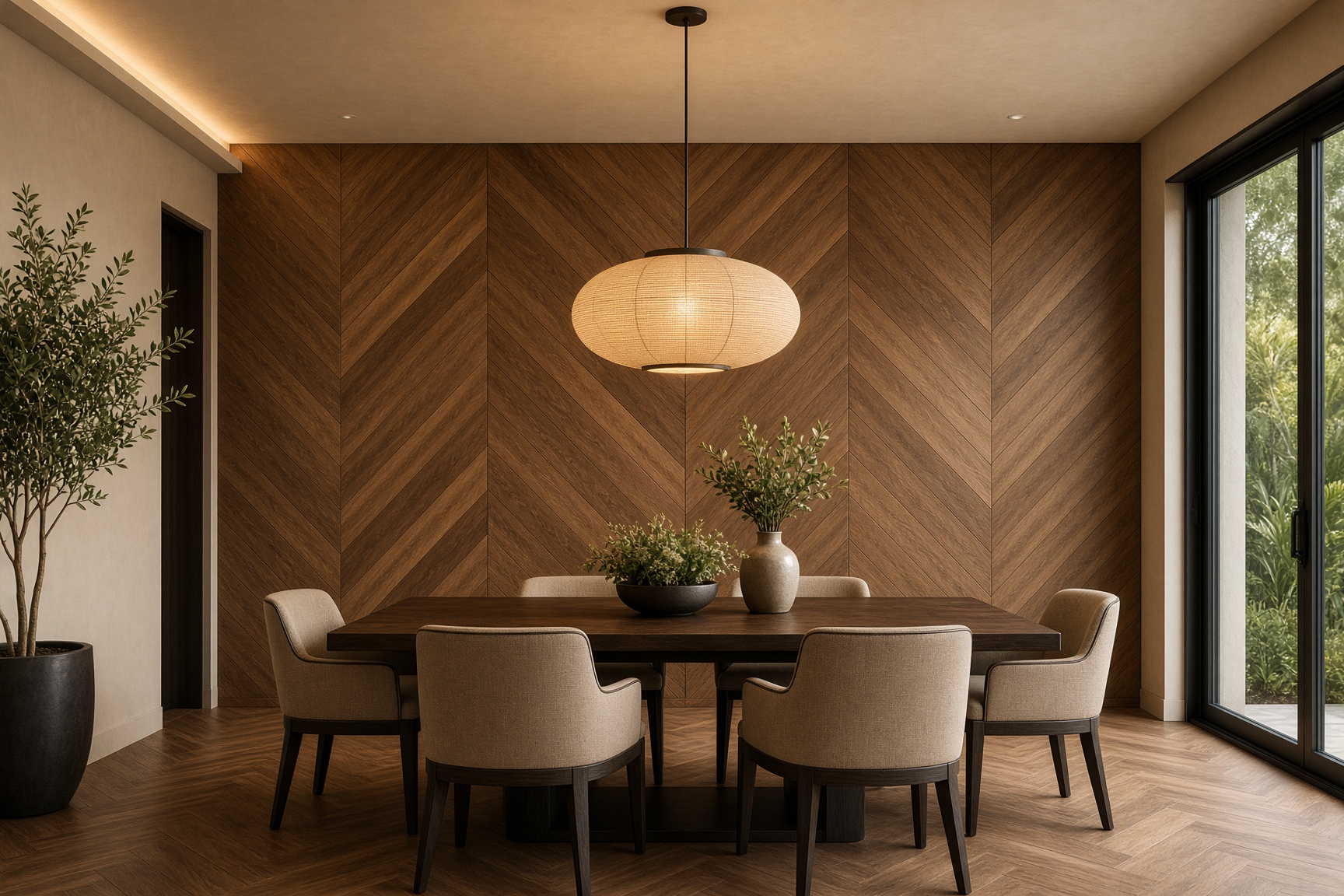 Orlando Herringbone Dining Wall